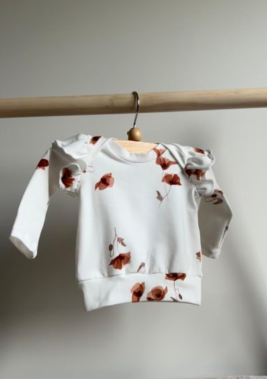 shirtje enveloppe - klaproos met ruffle